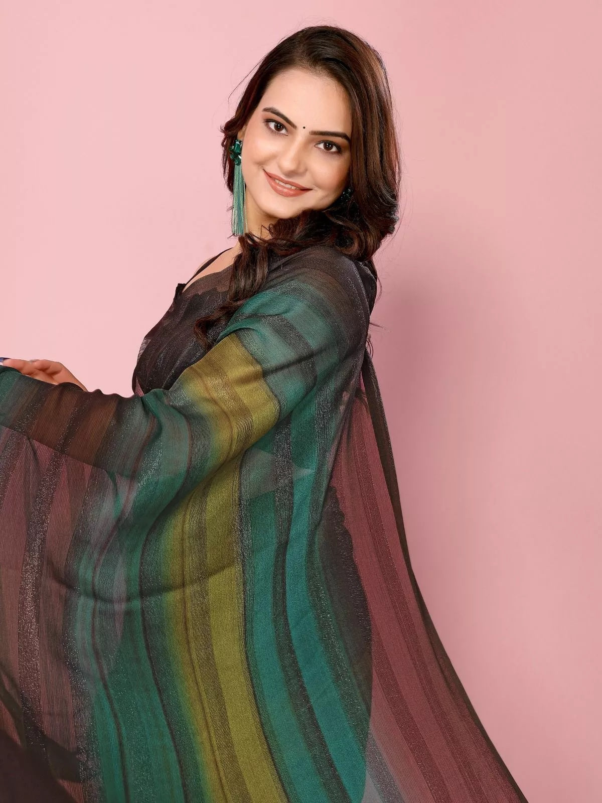 Traditional Rangoli Zari Silk Saree Blouse