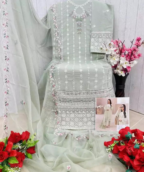 Georgette With Embroidery Sequence Work Top Bottom Dupatta