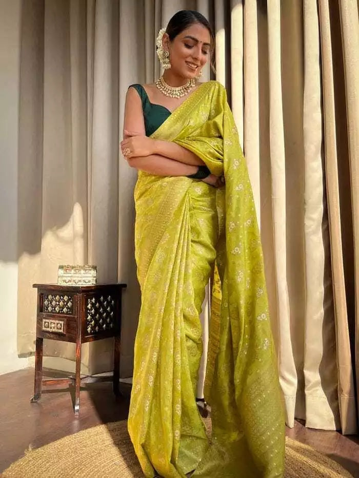 Women's Designer Banarasi Soft Silk Sari With Blouse