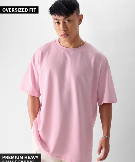 Solids Baby Pink Oversized T-Shirts