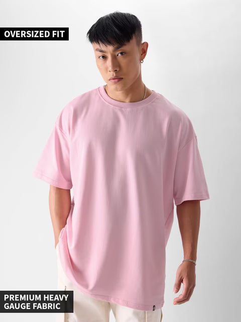 Solids Baby Pink Oversized T-Shirts