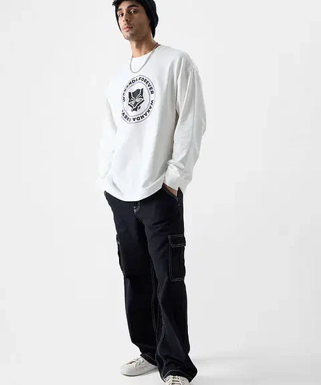 Black Panther The Warrior Oversized Full Sleeve T-Shirts