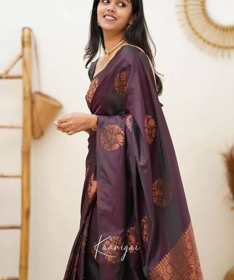 Soft Lichi Silk Rich Pallu Jacquard Work Saree With Blouse