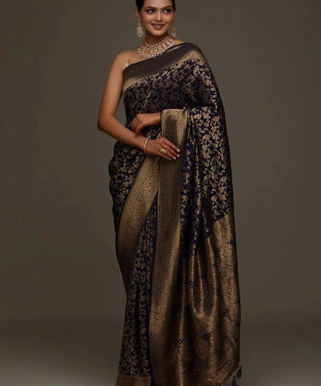 Traditional Wear Banarasi Soft Silk Saree , Designer Sari & Blouse