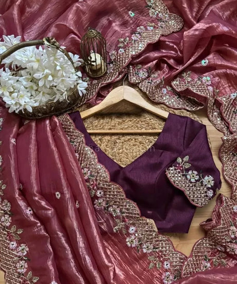 Bollywood Wedding Wear Crunchy Silk Saree, Party Wear Ethnic Sari & Blouse