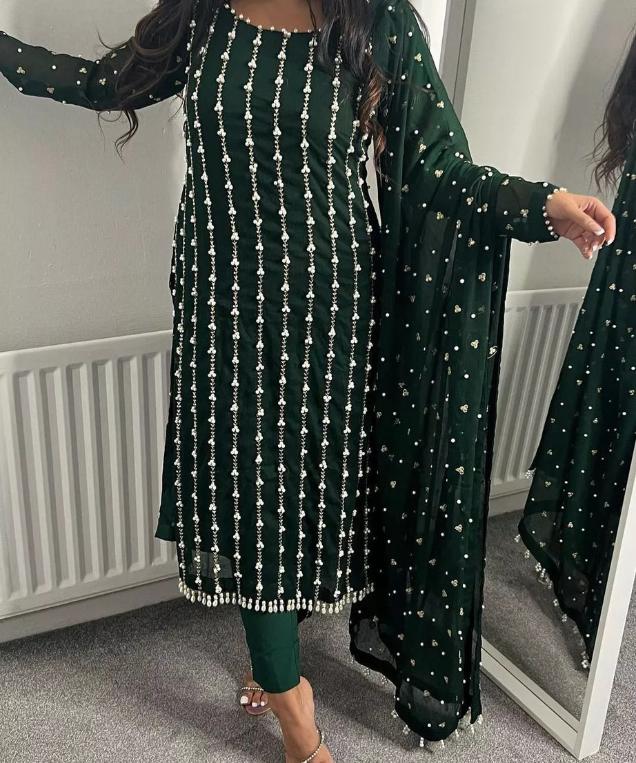 Full Stitched Faux Georgette Top Pant & Dupatta