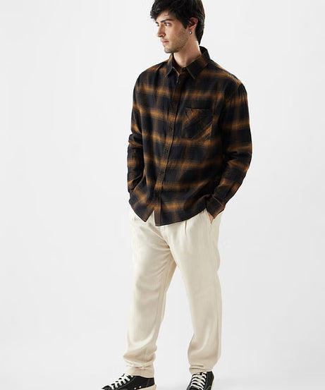 Dark Topaz (Plaid) Men Relaxed Shirts