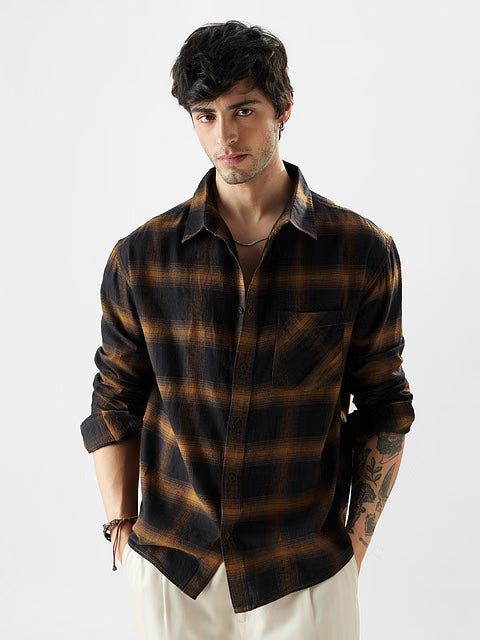 Dark Topaz (Plaid) Men Relaxed Shirts