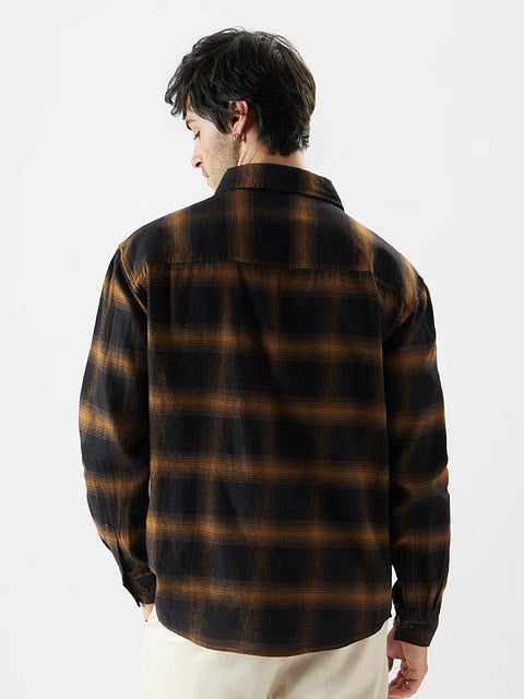 Dark Topaz (Plaid) Men Relaxed Shirts