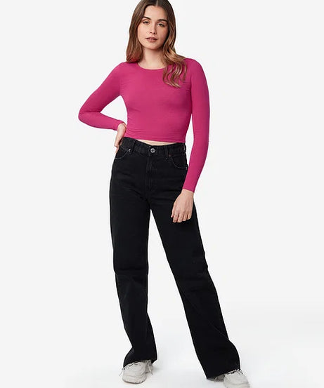 Solids Hot Pink (Cropped Fit) Women Cropped Tops