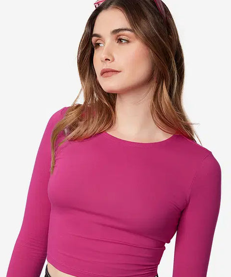 Solids Hot Pink (Cropped Fit) Women Cropped Tops