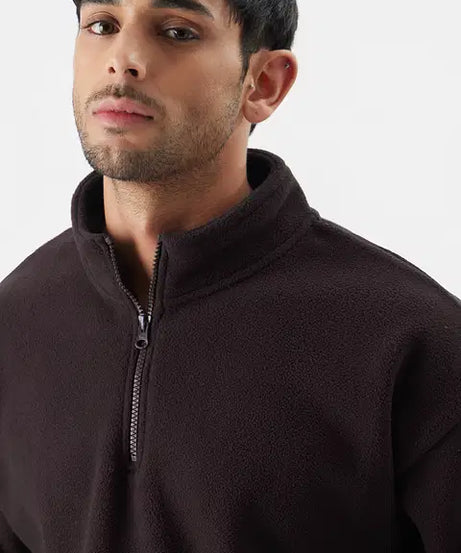 Zip-Up Deep Wine Men Oversized Sweatshirts