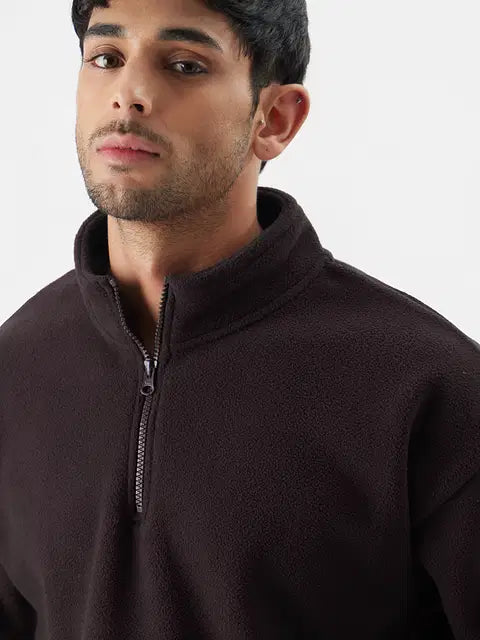 Zip-Up Deep Wine Men Oversized Sweatshirts