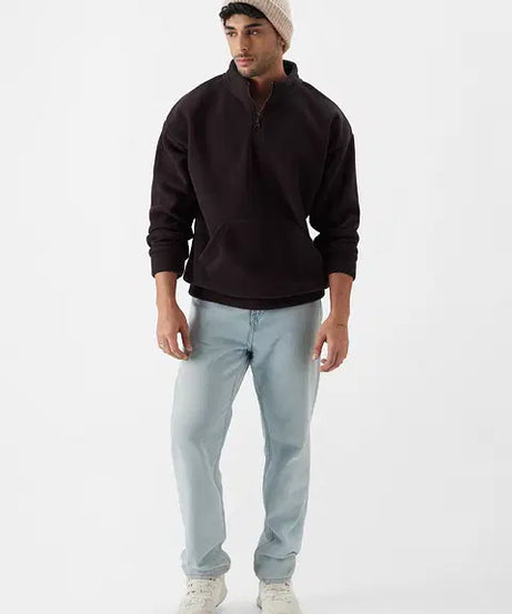 Zip-Up Deep Wine Men Oversized Sweatshirts