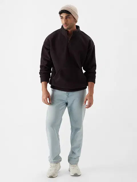 Zip-Up Deep Wine Men Oversized Sweatshirts