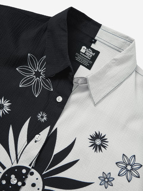 Floral Yin Yang Women Boyfriend Shirts