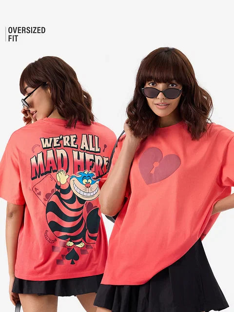 Alice In Wonderland Cheshire Women Oversized T-Shirts