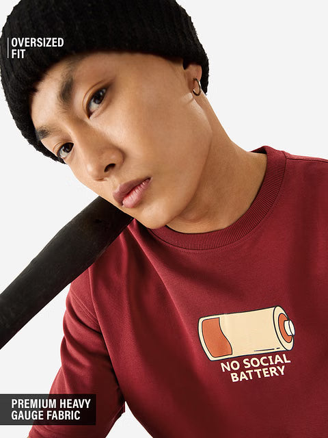 No Social Battery Oversized T-Shirts
