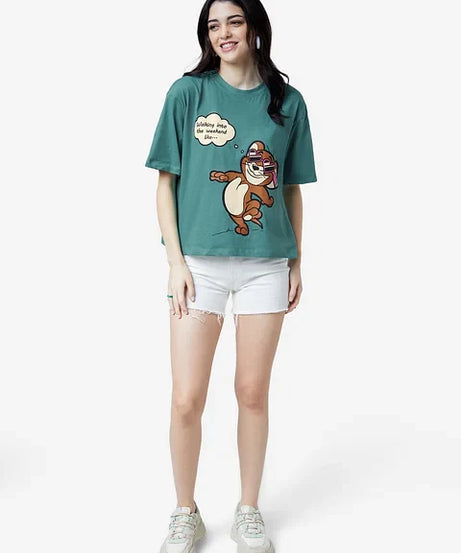 Tom And Jerry Weekend Women Oversized T-Shirts
