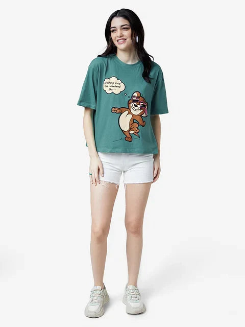 Tom And Jerry Weekend Women Oversized T-Shirts