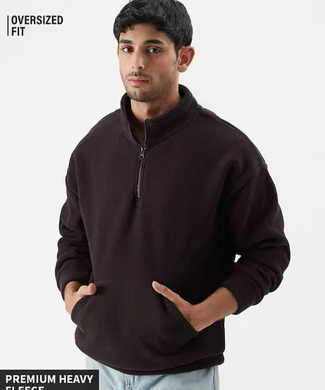 Zip-Up Deep Wine Men Oversized Sweatshirts