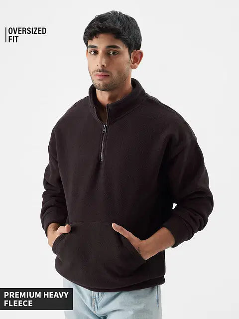 Zip-Up Deep Wine Men Oversized Sweatshirts