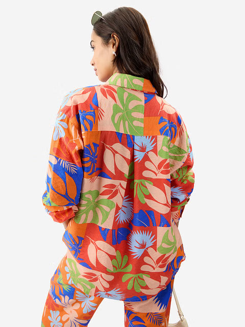 Leafy Charm Women Boyfriend Shirts