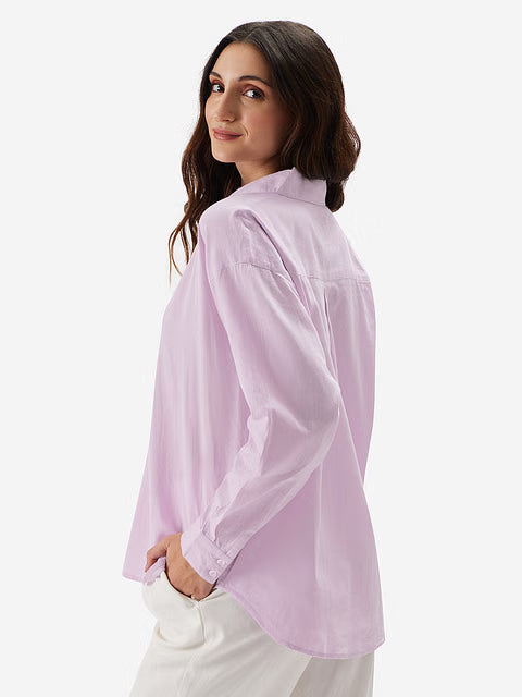 Cotton Linen Lavender Women Boyfriend Shirts