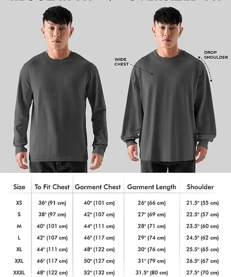 Solids Black (Oversized) Oversized Full Sleeve T-Shirts