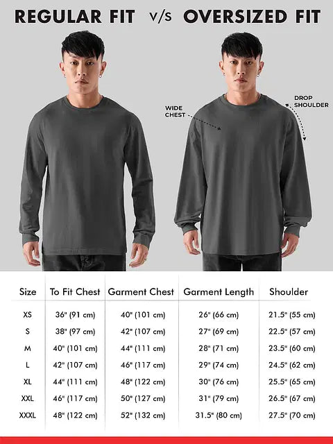 Solids Black (Oversized) Oversized Full Sleeve T-Shirts