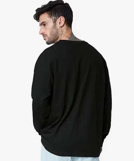 Solids Black (Oversized) Oversized Full Sleeve T-Shirts