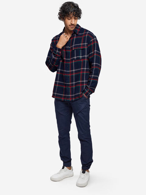 Plaid Red Men Utility Shirts