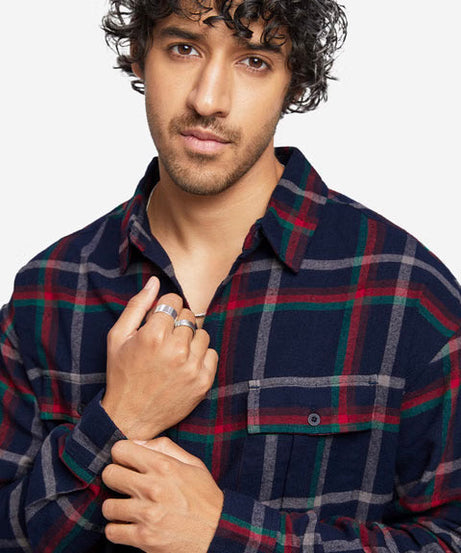Plaid Red Men Utility Shirts