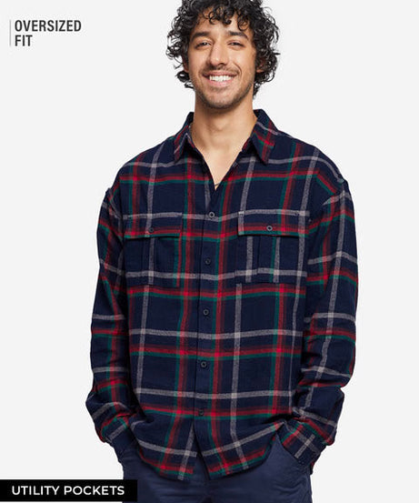 Plaid Red Men Utility Shirts