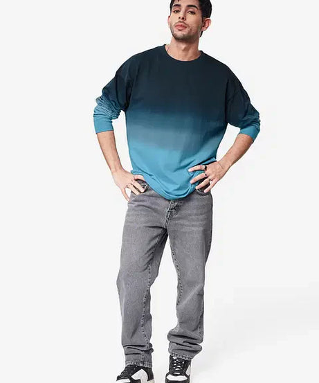 Tie-Dye Blue Topaz Oversized Full Sleeve T-Shirts