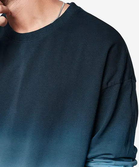 Tie-Dye Blue Topaz Oversized Full Sleeve T-Shirts