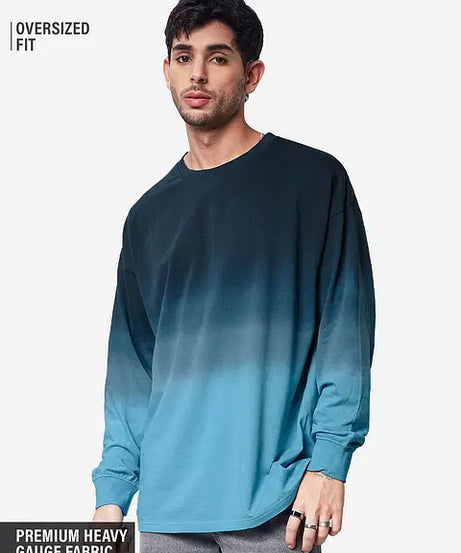Tie-Dye Blue Topaz Oversized Full Sleeve T-Shirts