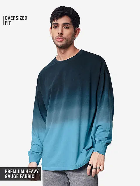 Tie-Dye Blue Topaz Oversized Full Sleeve T-Shirts