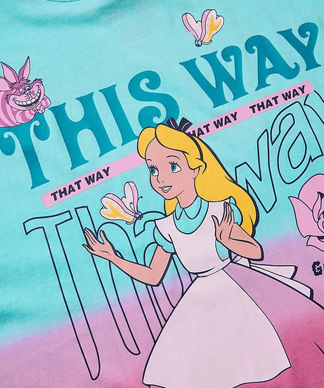 Alice in Wonderland Wrong Way Women Oversized T-Shirts