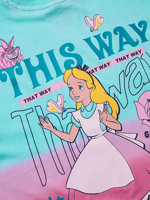 Alice in Wonderland Wrong Way Women Oversized T-Shirts