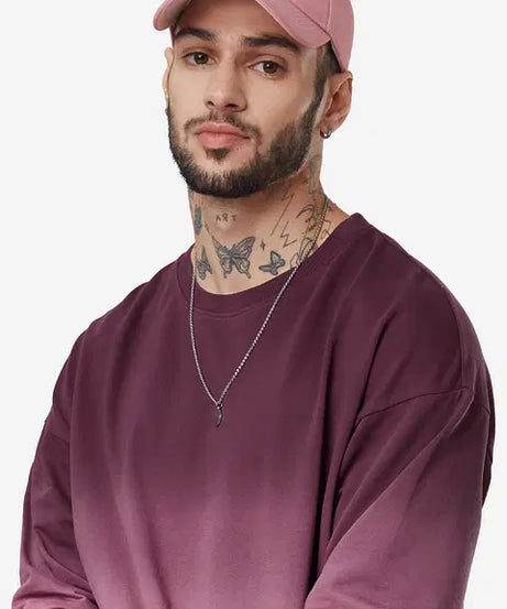 Tie-Dye  Grape Wine Oversized Full Sleeve T-Shirts