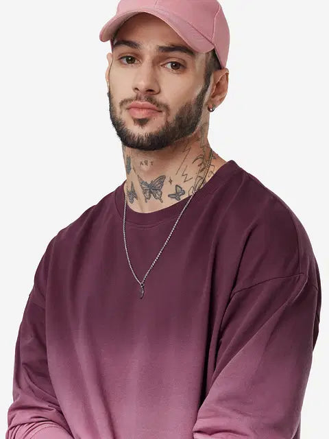 Tie-Dye  Grape Wine Oversized Full Sleeve T-Shirts