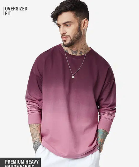 Tie-Dye  Grape Wine Oversized Full Sleeve T-Shirts