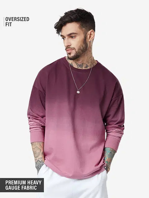 Tie-Dye  Grape Wine Oversized Full Sleeve T-Shirts