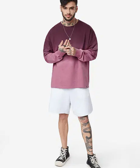 Tie-Dye  Grape Wine Oversized Full Sleeve T-Shirts