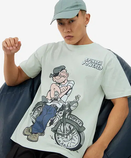 Popeye Spinach Powered Men Relaxed Fit T-Shirts