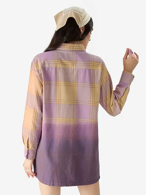Purple (Tie Dye) Women Oversized Shirt Dresses