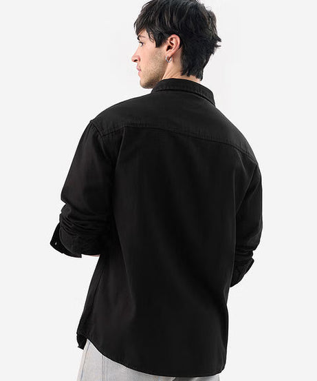 Solids Mystic Black Men Utility Shirts