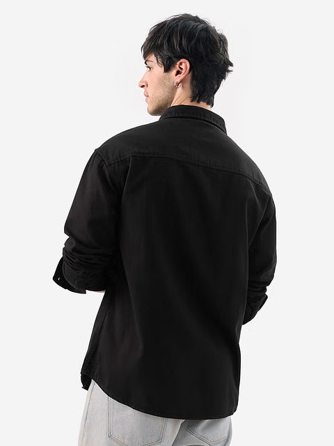 Solids Mystic Black Men Utility Shirts