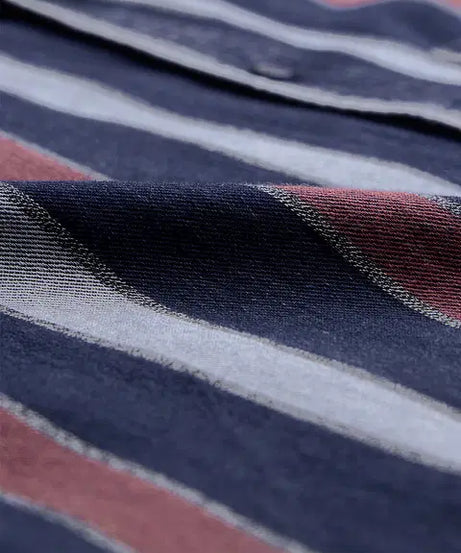 Stripes Blue, Rust Red Men Relaxed Shirts